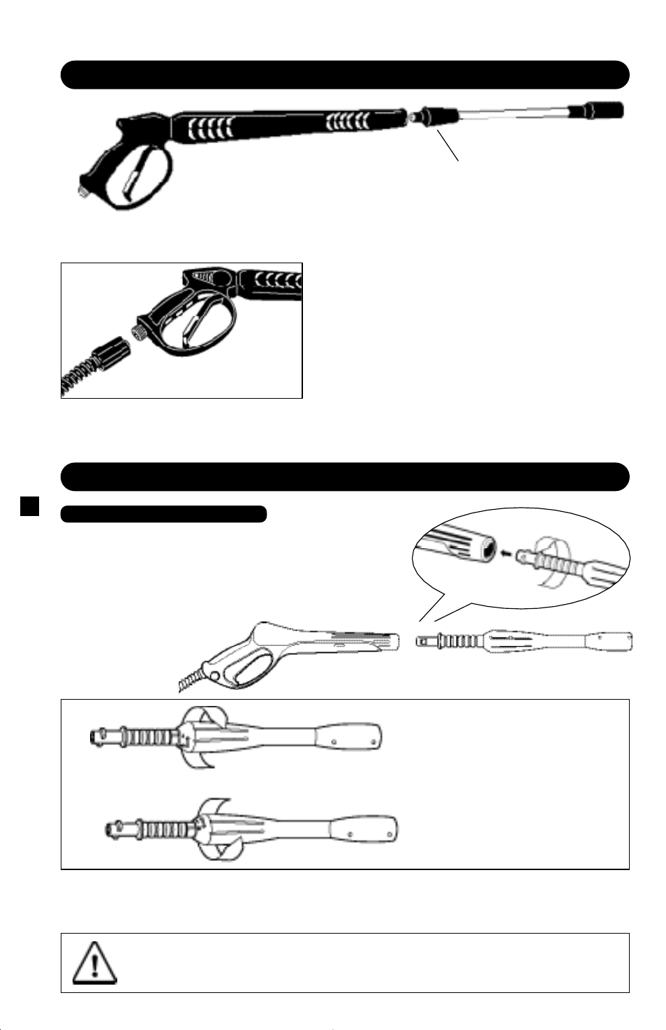 Using the accessories, Assemble the gun, Step 1 | Step 2 | Karcher K 2300 ABI User Manual | Page 6 / 12