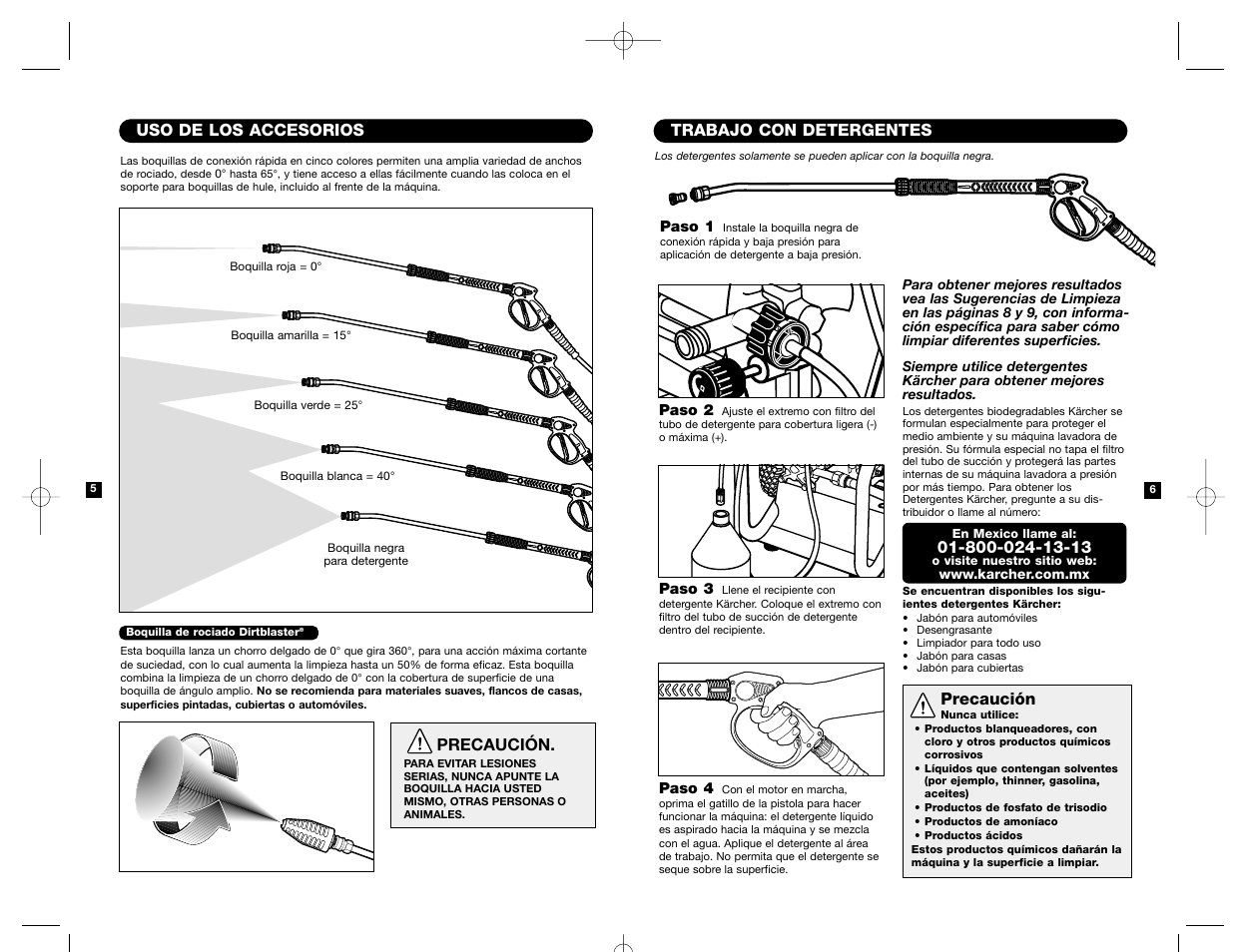 Trabajo con detergentes, Precaución, Uso de los accesorios | Karcher HD 3000 User Manual | Page 11 / 21