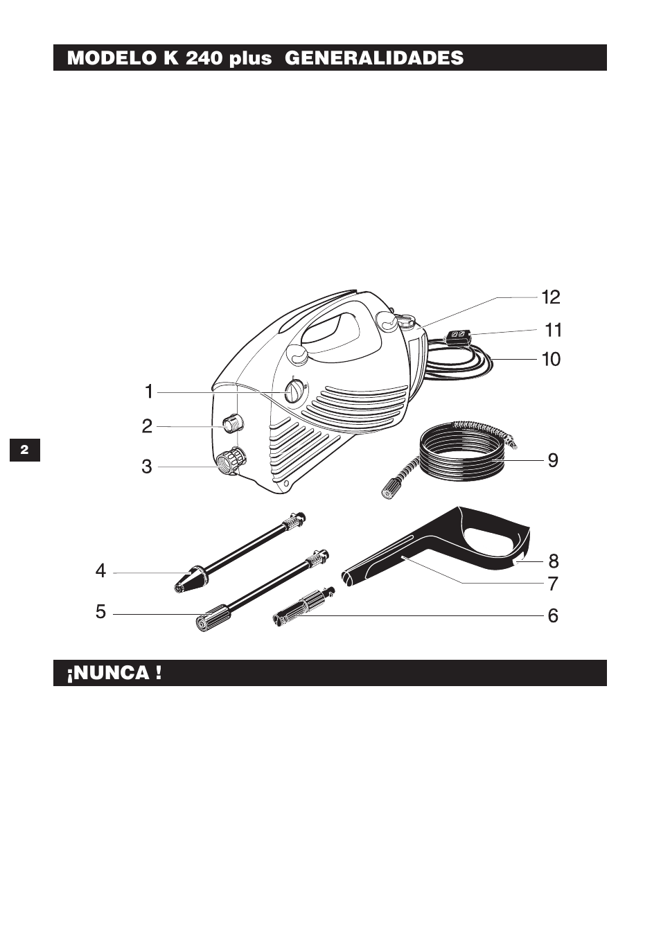 Nunca, Modelo k 240 plus generalidades | Karcher K 240 User Manual | Page 14 / 24