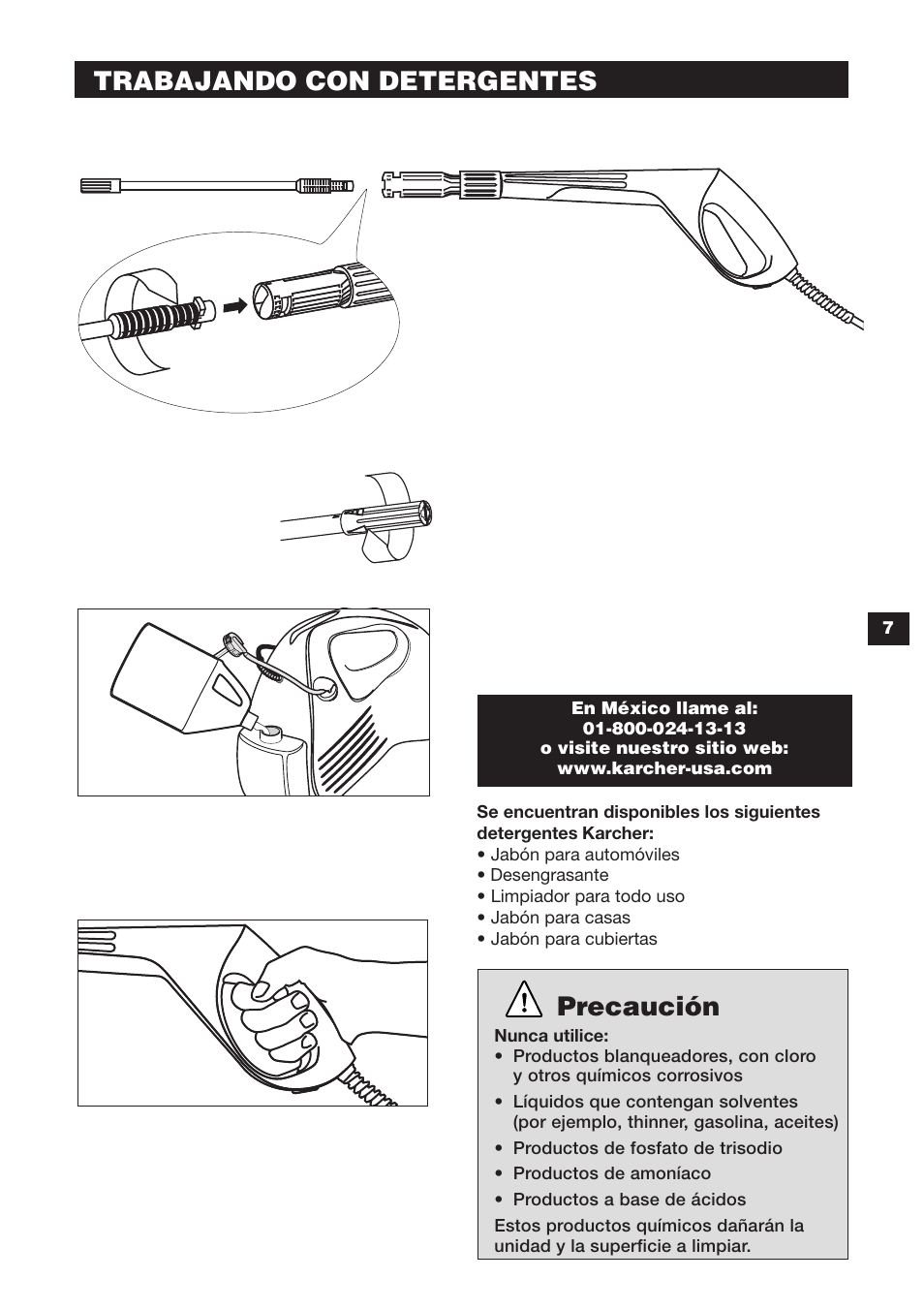 Trabajando con detergentes, Precaución | Karcher K 240 User Manual | Page 19 / 24