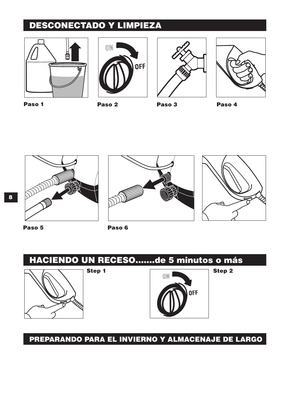 Desconectado y limpieza, Haciendo un receso.......de 5 minutos o más | Karcher K 240 User Manual | Page 20 / 24