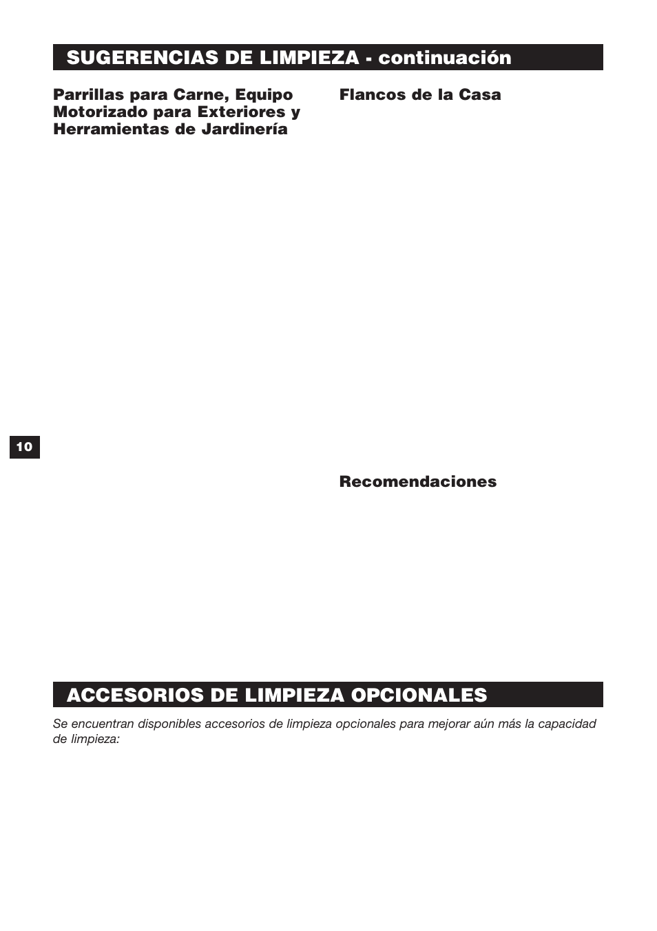 Sugerencias de limpieza - continuación, Accesorios de limpieza opcionales | Karcher K 240 User Manual | Page 22 / 24