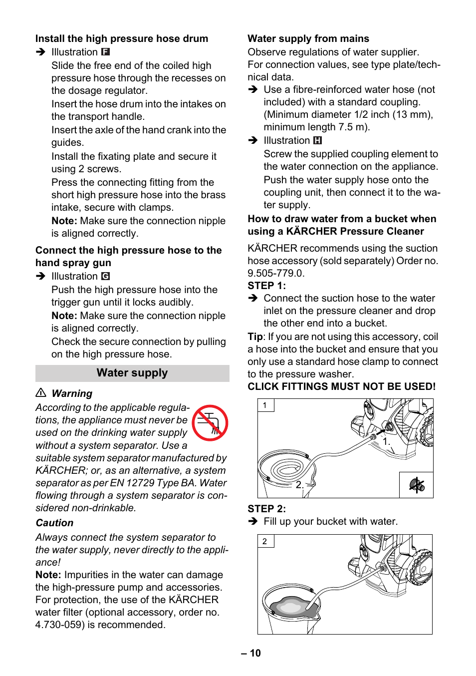 Water | Karcher K 4.650 User Manual | Page 10 / 18
