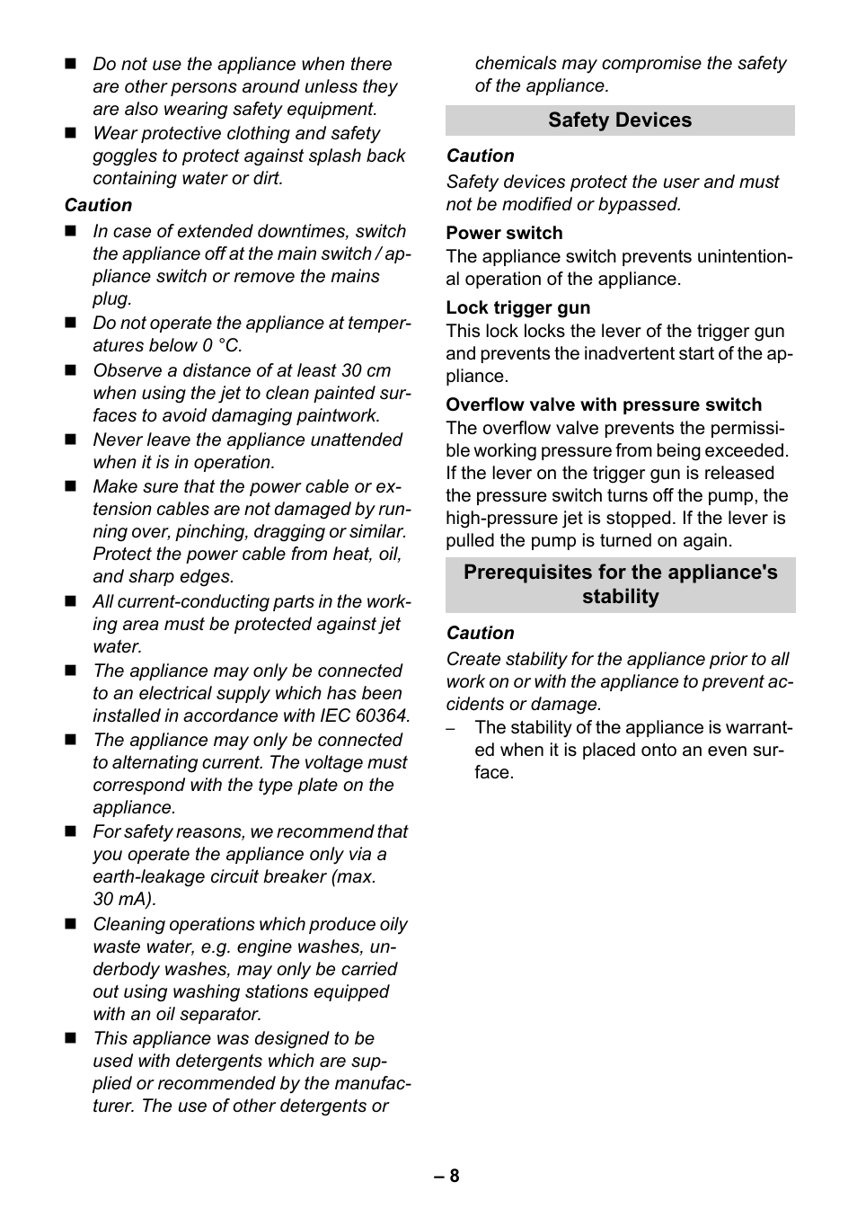 Safety | Karcher K 4.650 User Manual | Page 8 / 18