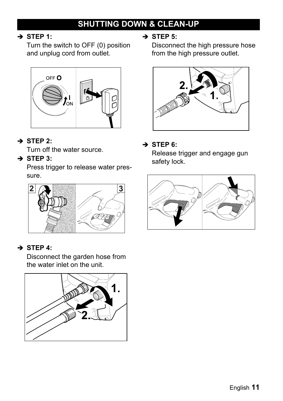 Shutting down & clean-up | Karcher K 3.68 M User Manual | Page 11 / 56