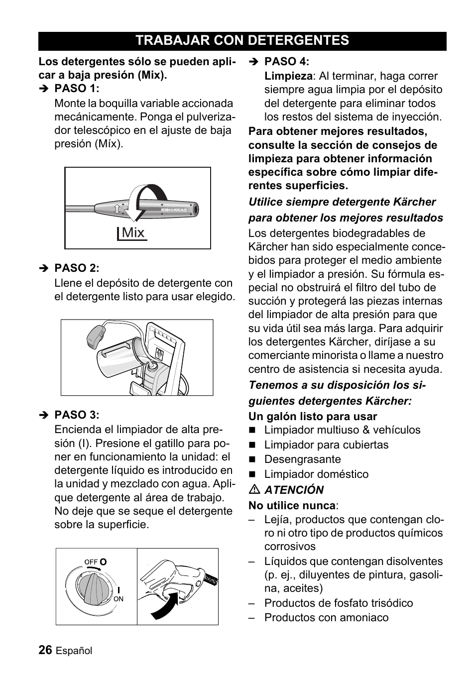 Trabajar con detergentes | Karcher K 3.68 M User Manual | Page 26 / 56