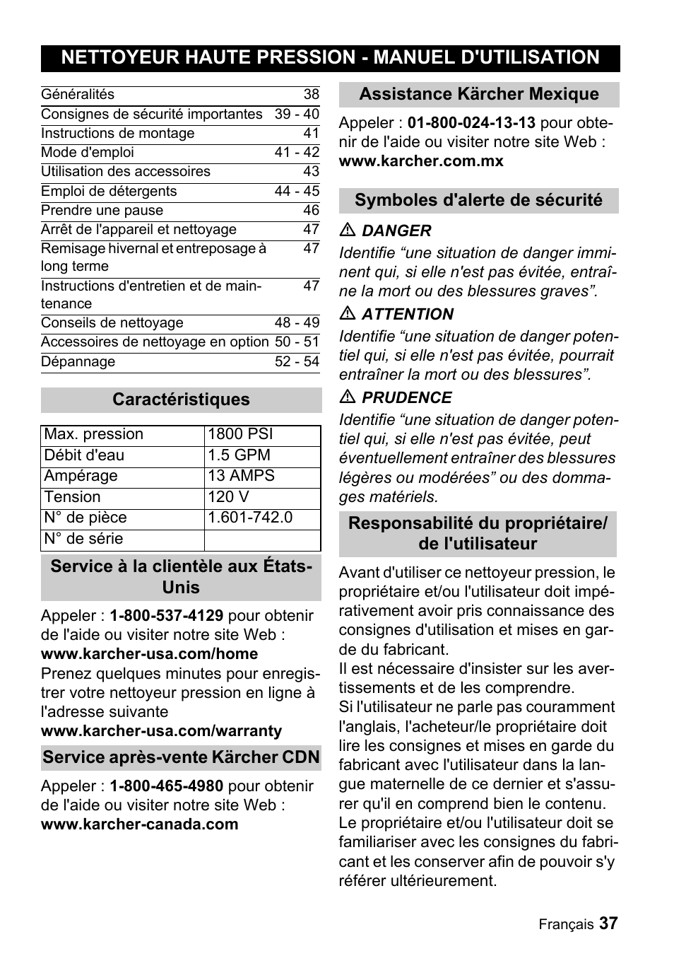 Nettoyeur haute pression - manuel d'utilisation | Karcher K 3.68 M User Manual | Page 37 / 56