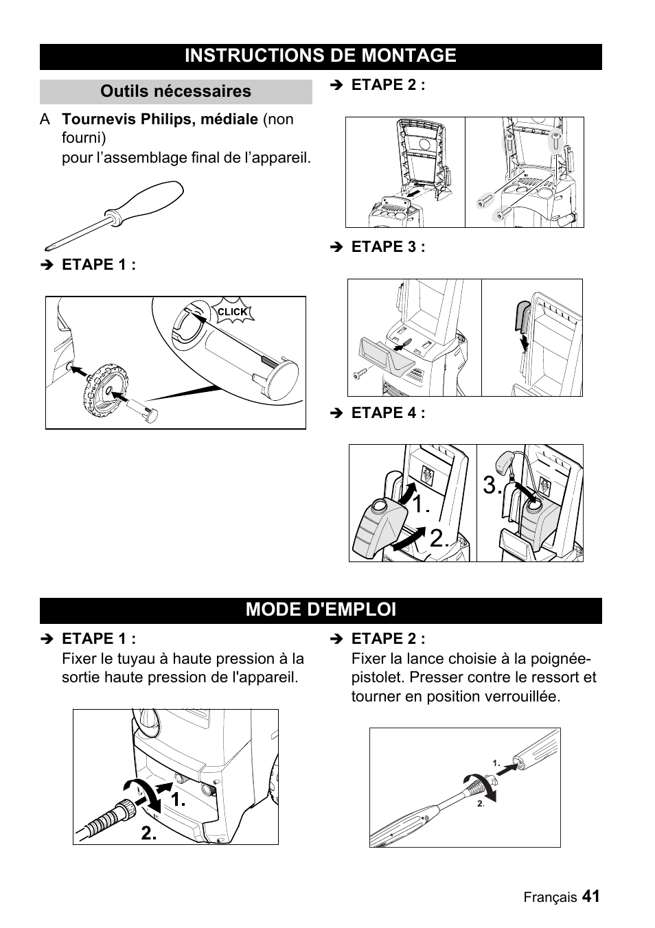 Instructions de montage, Mode d'emploi | Karcher K 3.68 M User Manual | Page 41 / 56