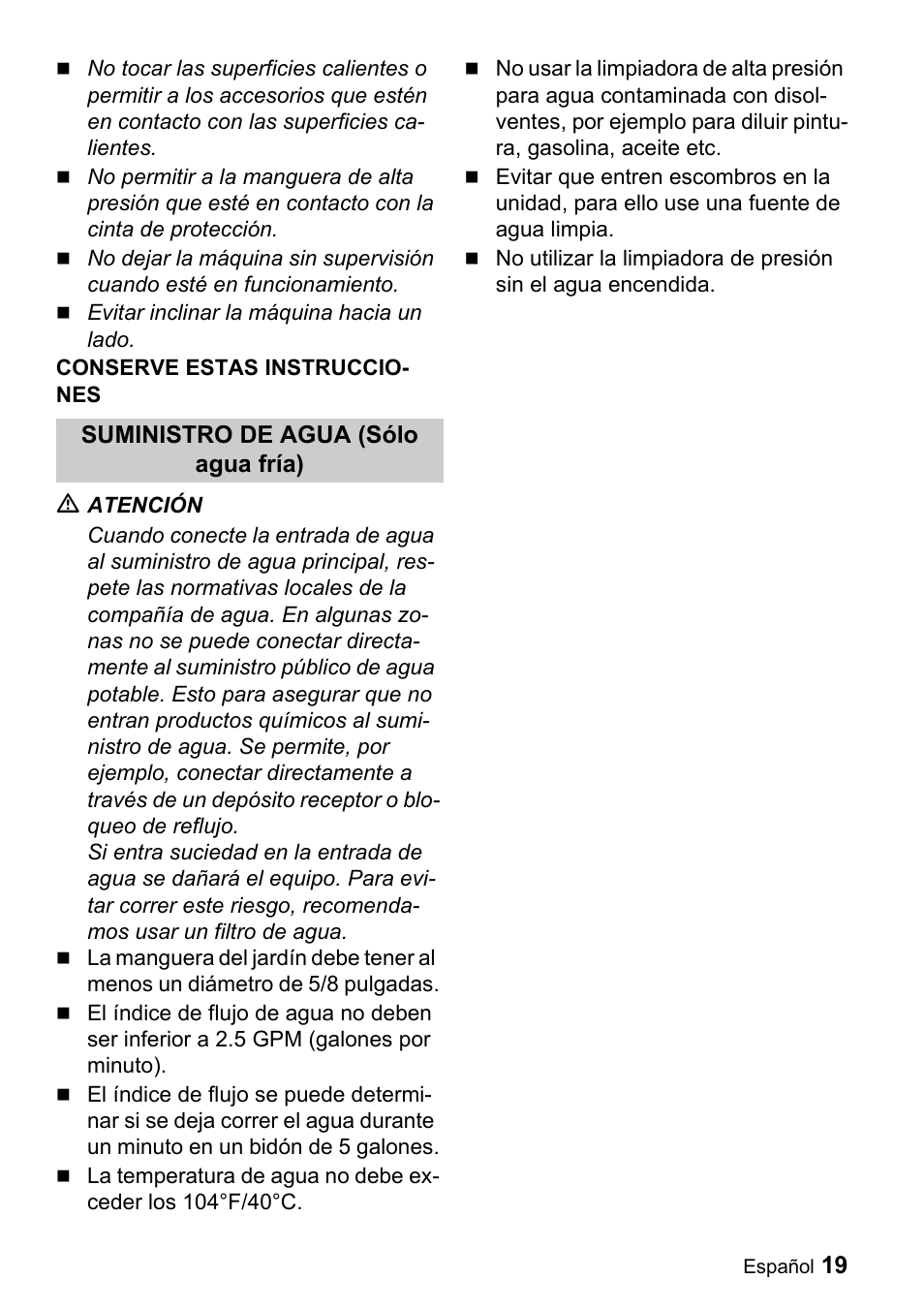 Karcher G 2500 LH User Manual | Page 19 / 46