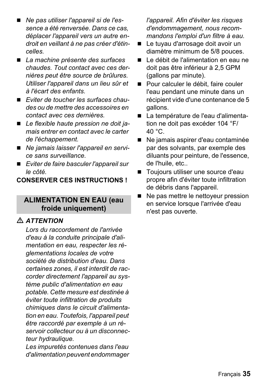 Karcher G 2500 LH User Manual | Page 35 / 46