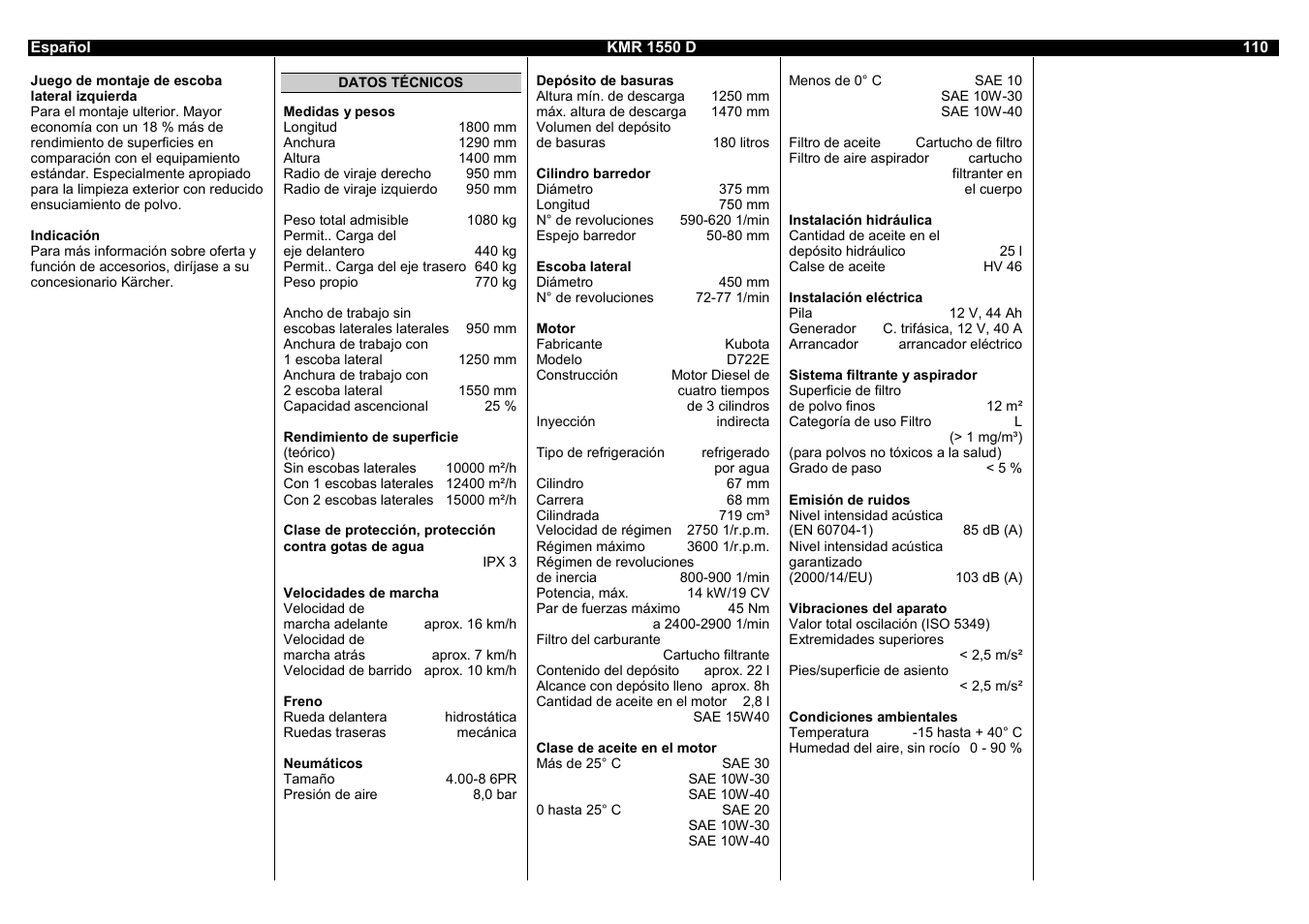 Karcher KMR 1550 D User Manual | Page 110 / 223