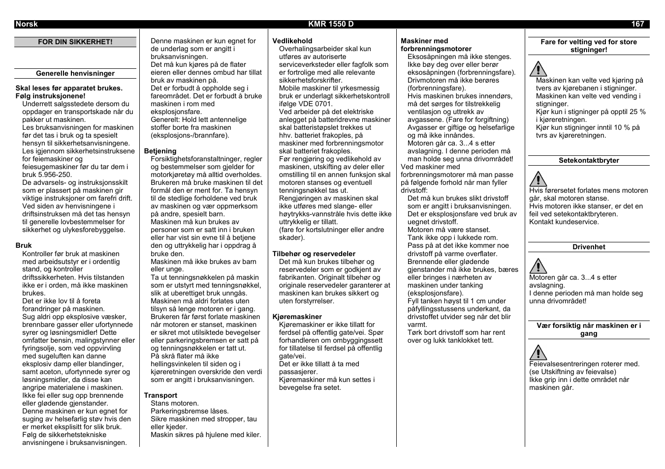 Karcher KMR 1550 D User Manual | Page 167 / 223
