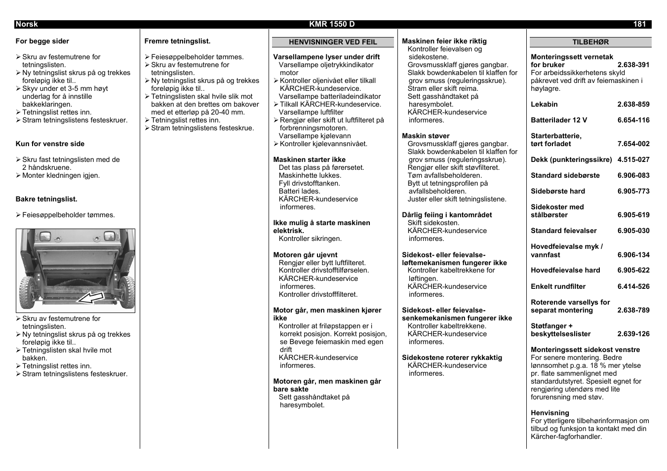 Karcher KMR 1550 D User Manual | Page 181 / 223