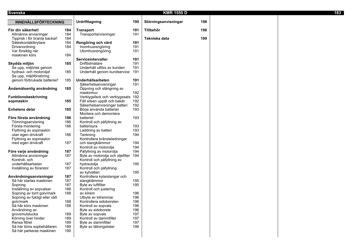 Karcher KMR 1550 D User Manual | Page 183 / 223