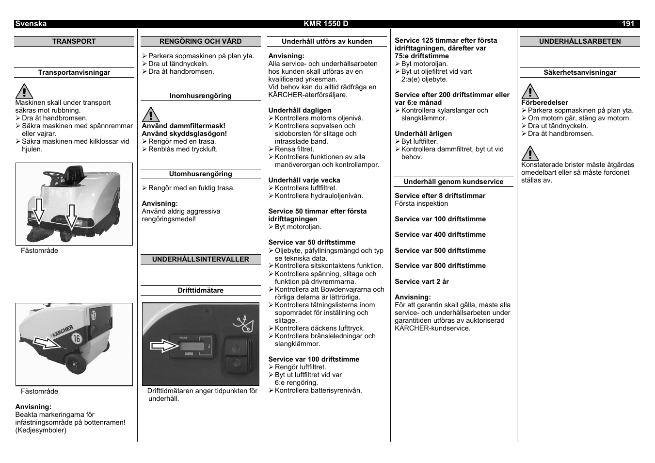 Karcher KMR 1550 D User Manual | Page 191 / 223