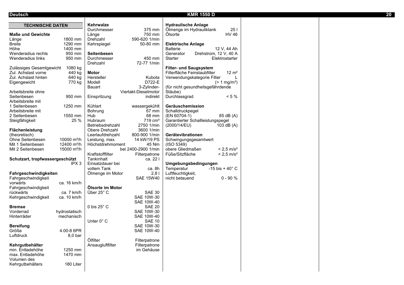 Karcher KMR 1550 D User Manual | Page 20 / 223