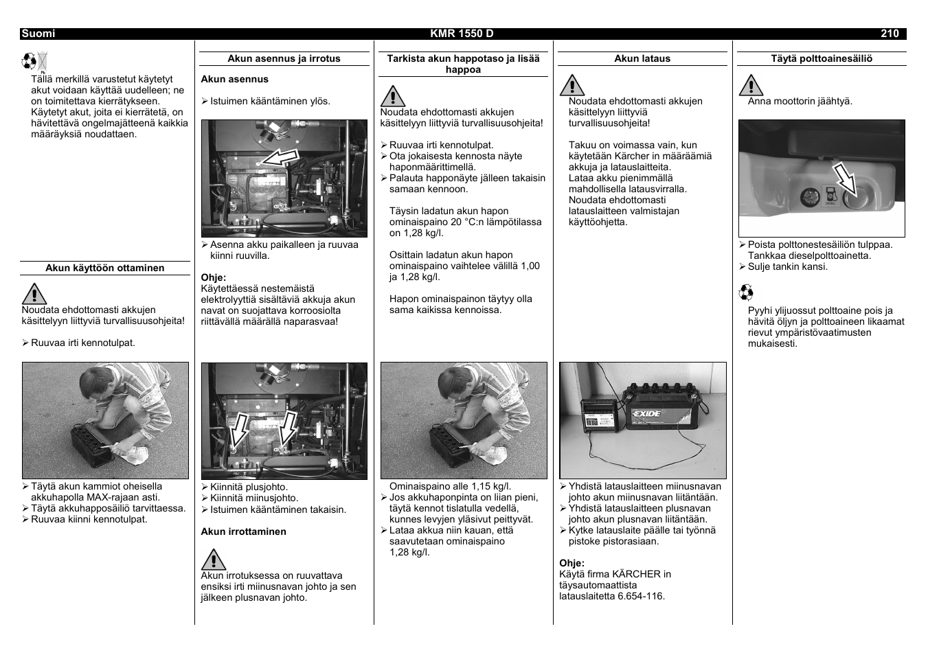 Karcher KMR 1550 D User Manual | Page 210 / 223