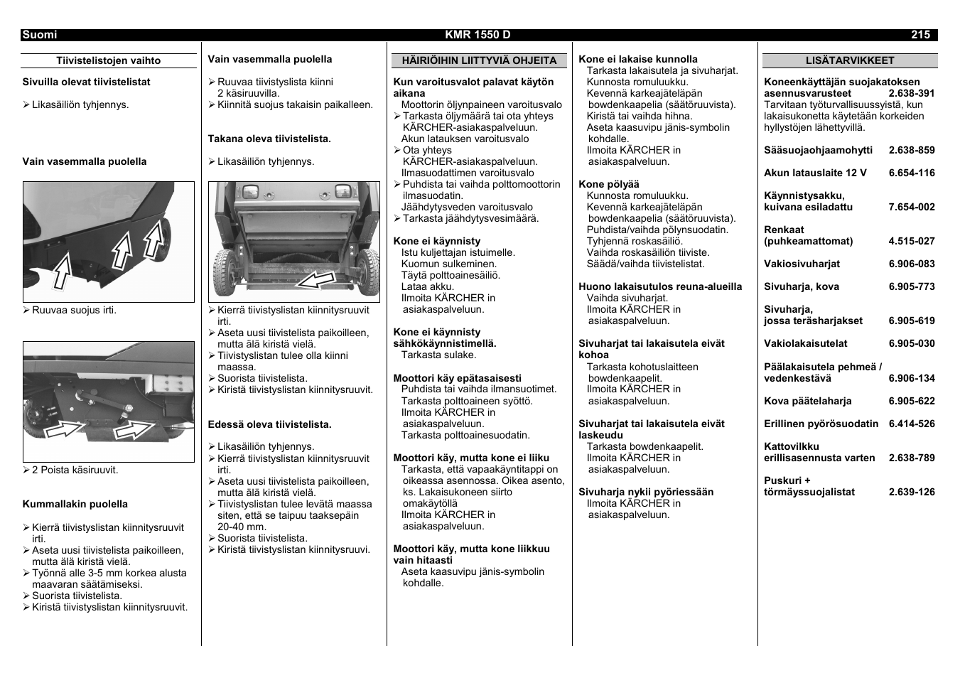 Karcher KMR 1550 D User Manual | Page 215 / 223