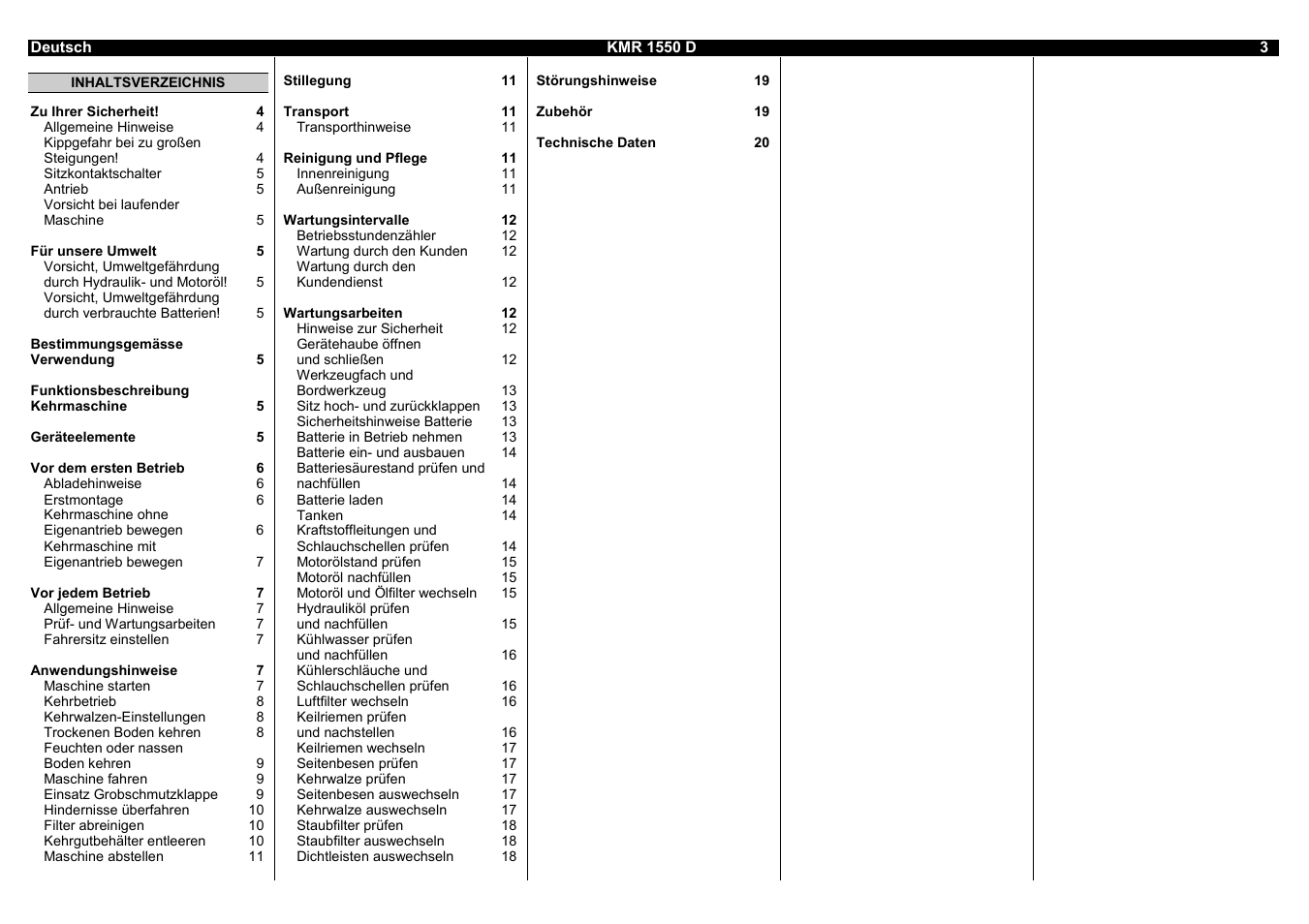 Karcher KMR 1550 D User Manual | Page 3 / 223