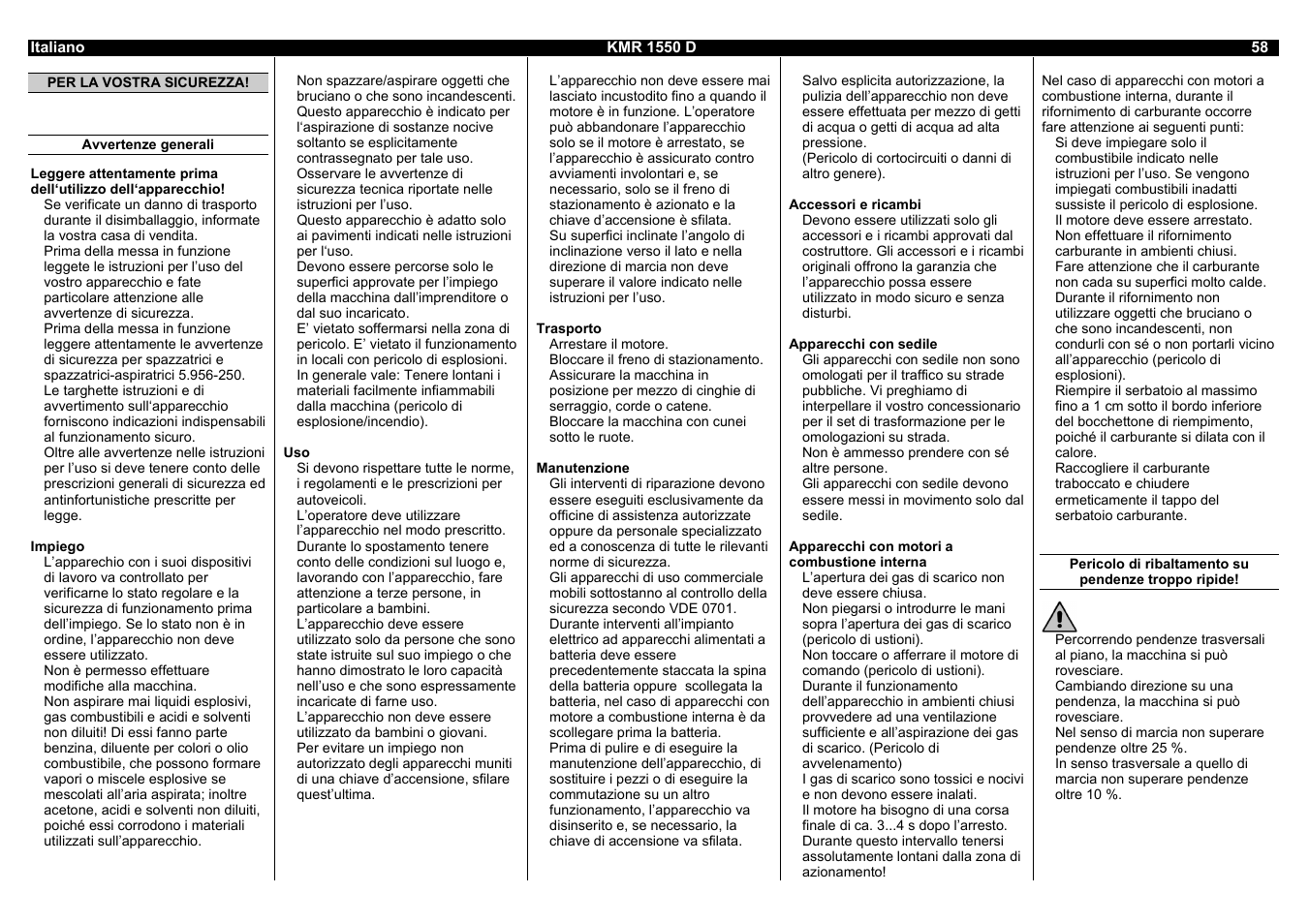 Karcher KMR 1550 D User Manual | Page 58 / 223