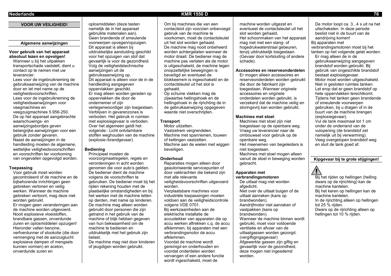 Karcher KMR 1550 D User Manual | Page 76 / 223