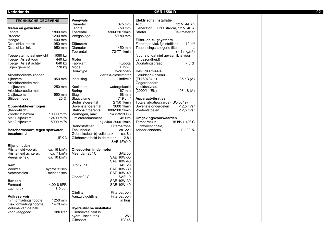 Karcher KMR 1550 D User Manual | Page 92 / 223