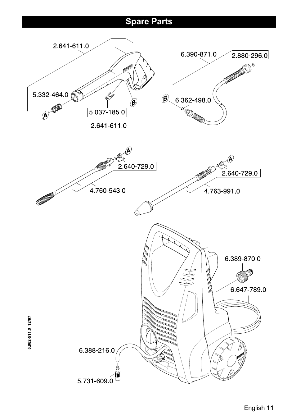 Spare parts | Karcher K 2.32 M User Manual | Page 11 / 12