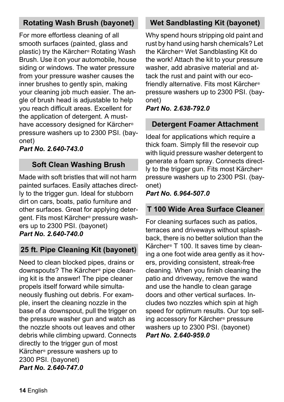 Karcher K 2.050 User Manual | Page 14 / 48