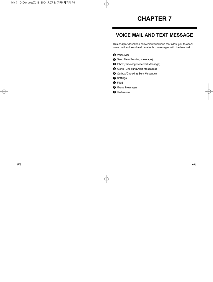 Chapter 7, Voice mail and text message | Hyundai HGC-310 User Manual | Page 38 / 63