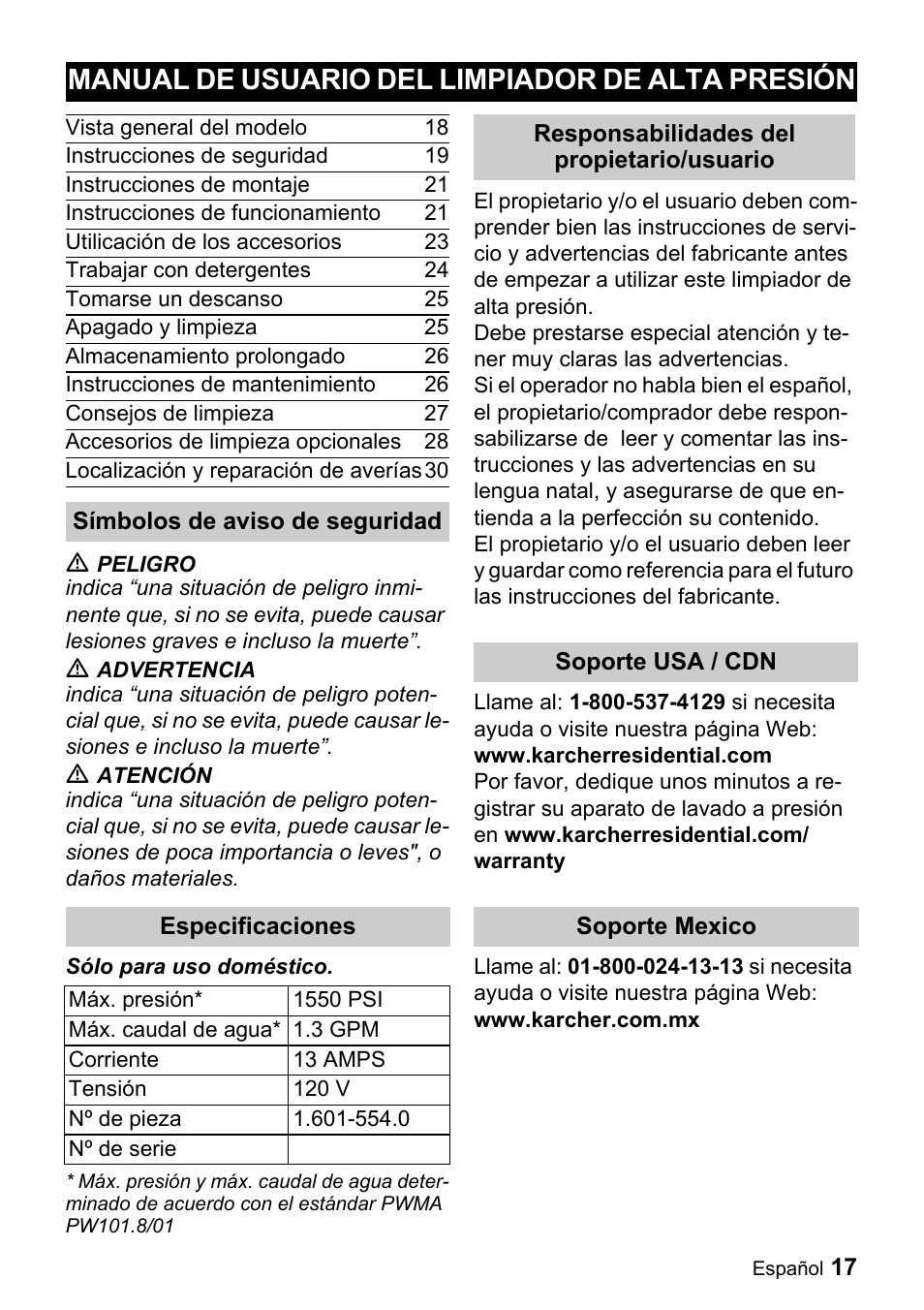 Manual de usuario del limpiador de alta presión | Karcher K 2.28 User Manual | Page 17 / 48