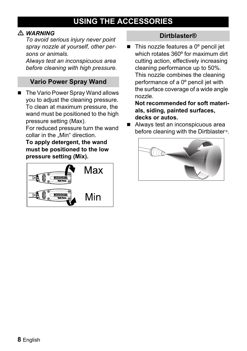 Using the accessories | Karcher K 2.28 User Manual | Page 8 / 48