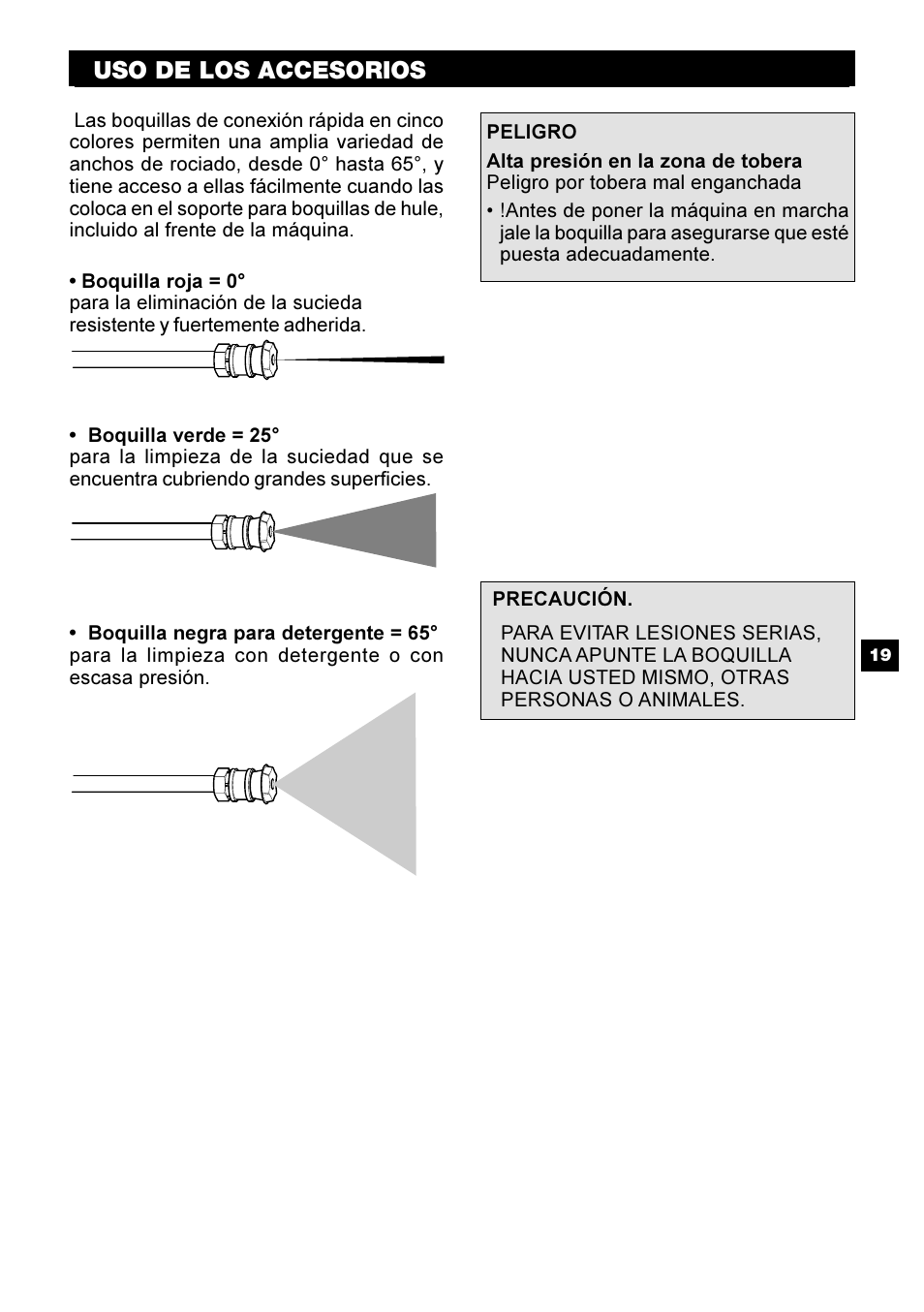 Uso de los accesorios | Karcher G 2500 PH User Manual | Page 19 / 40