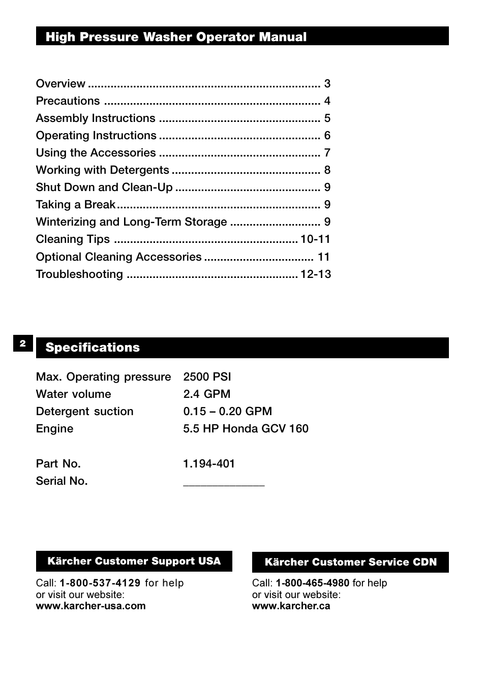 Karcher G 2500 PH User Manual | Page 2 / 40