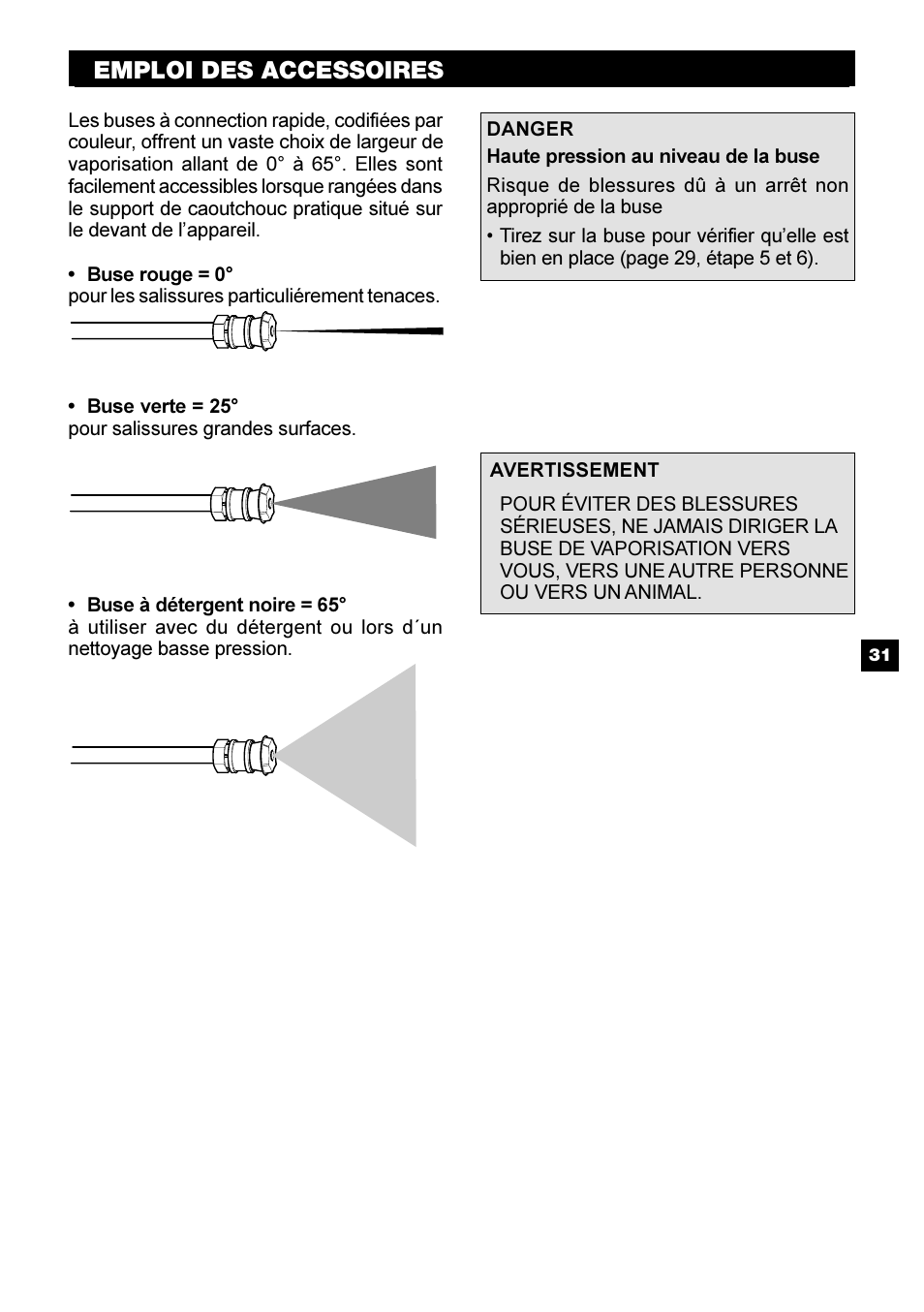 Emploi des accessoires | Karcher G 2500 PH User Manual | Page 31 / 40