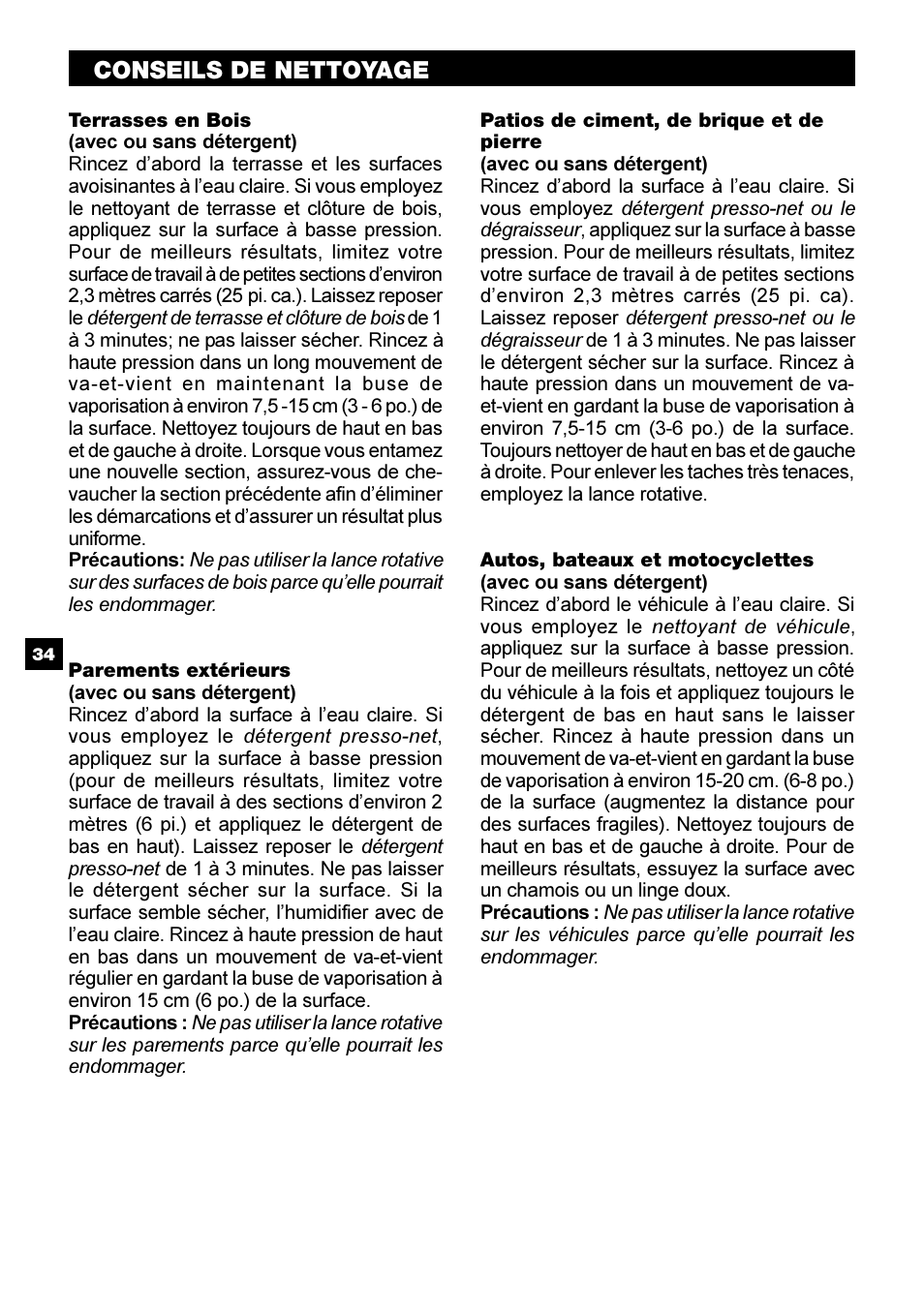 Conseils de nettoyage | Karcher G 2500 PH User Manual | Page 34 / 40