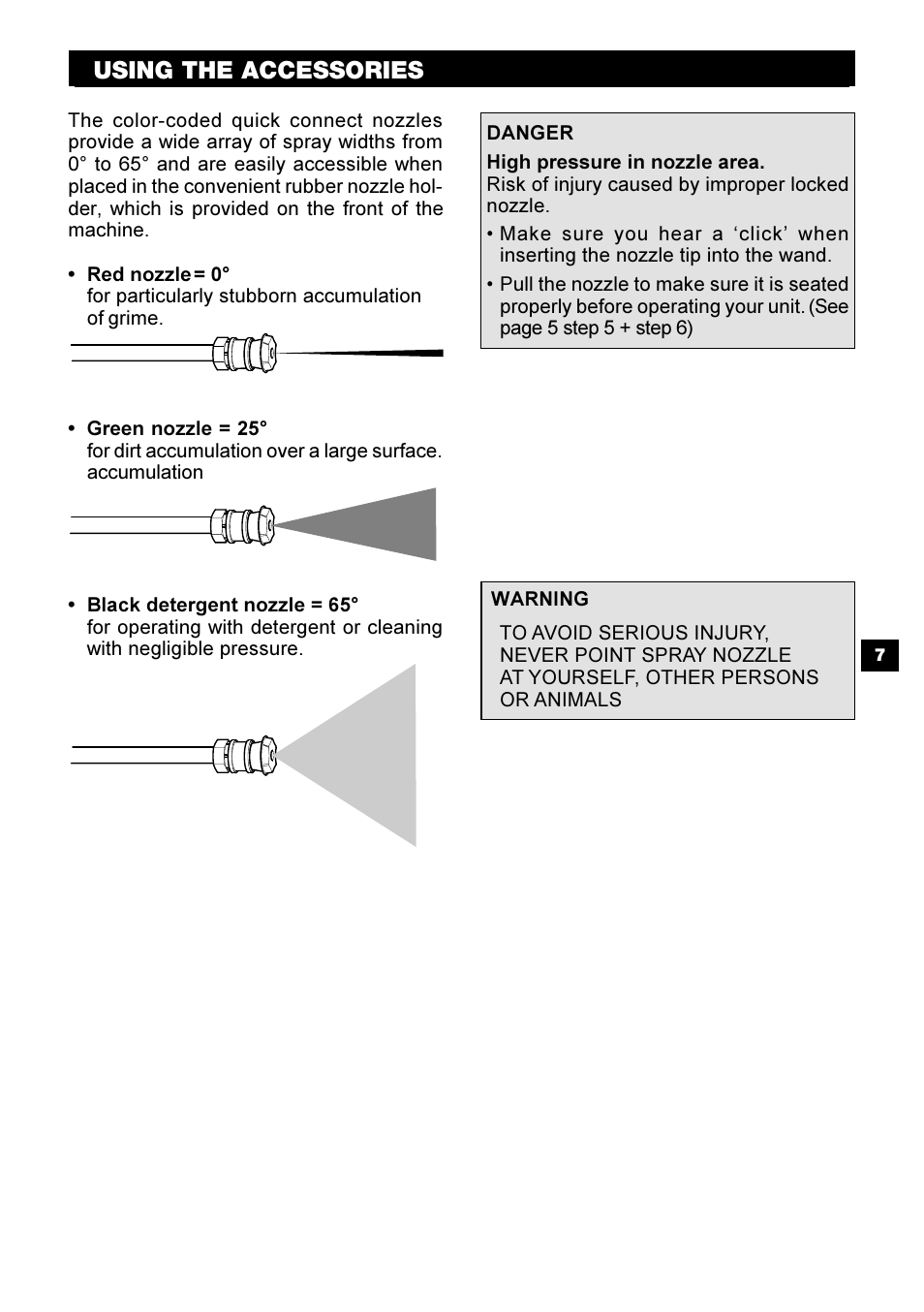 Using the accessories | Karcher G 2500 PH User Manual | Page 7 / 40