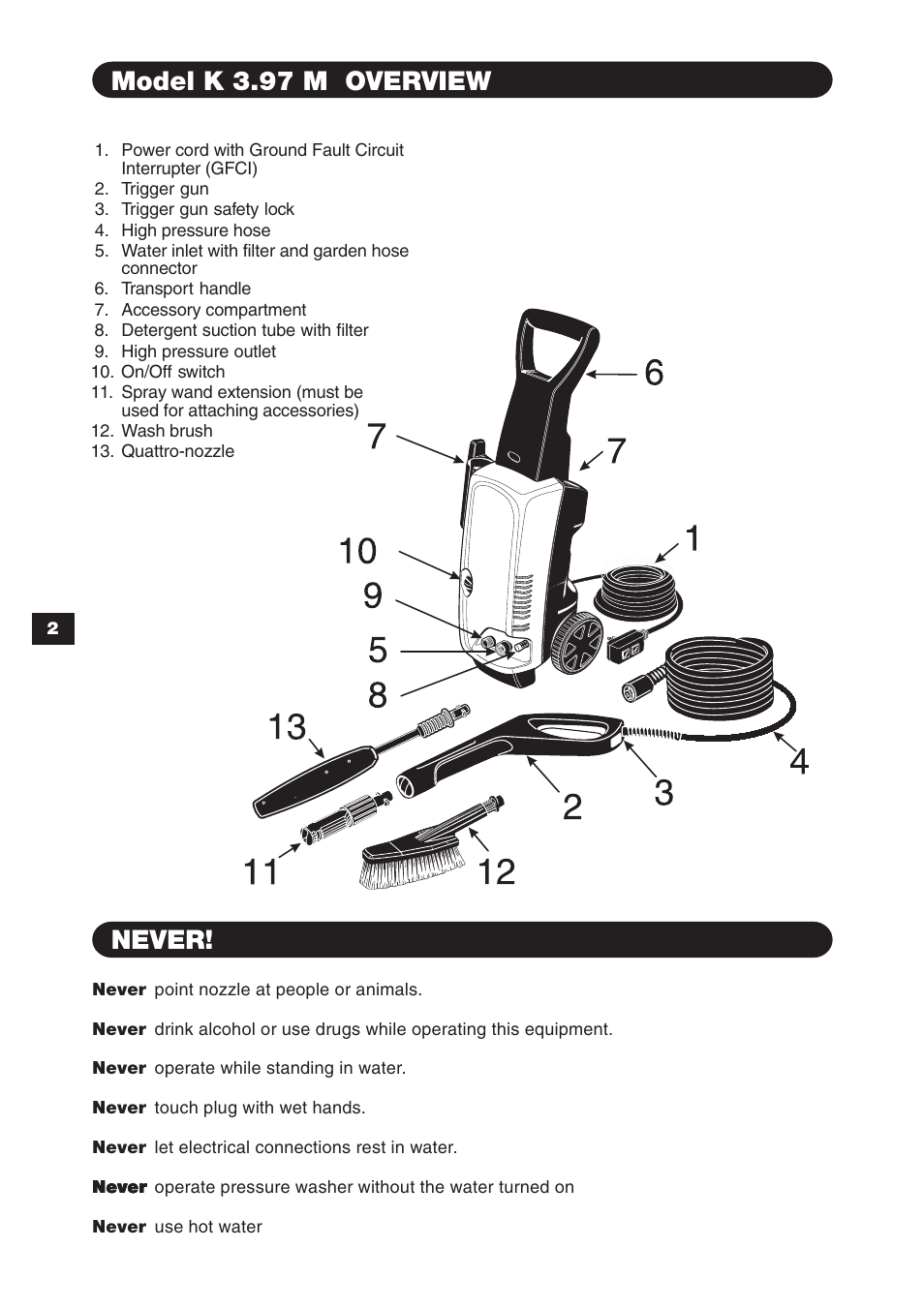 Model k 3.97 m overview never | Karcher K 3.97 M User Manual | Page 2 / 12