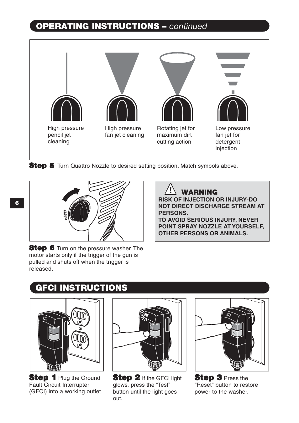 Operating instructions – continued, Gfci instructions | Karcher K 3.97 M User Manual | Page 6 / 12