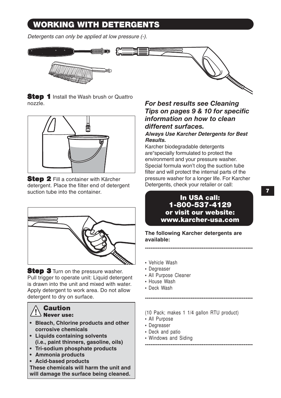 Working with detergents | Karcher K 3.97 M User Manual | Page 7 / 12