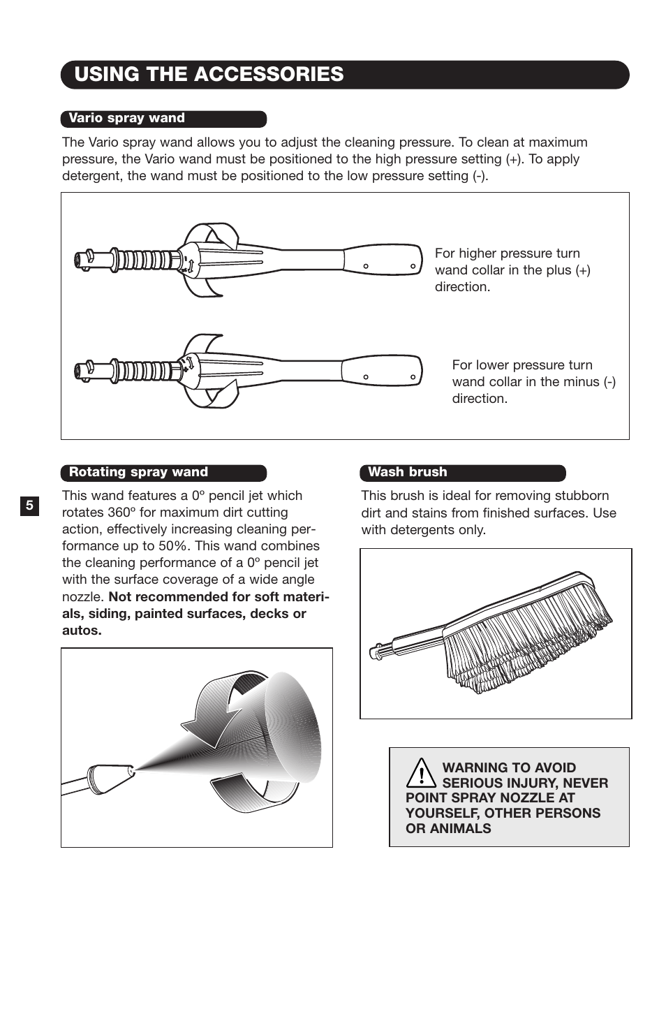 Using the accessories | Karcher K330M User Manual | Page 6 / 12