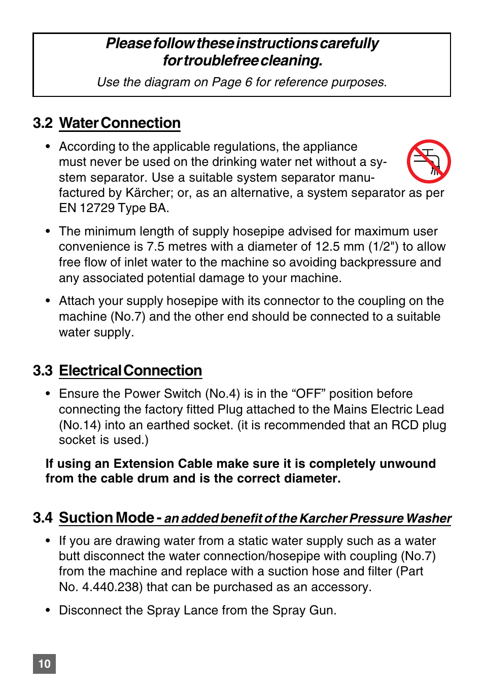 2 water connection, 3 electrical connection, 4 suction mode | Karcher K 7.85 M User Manual | Page 10 / 24