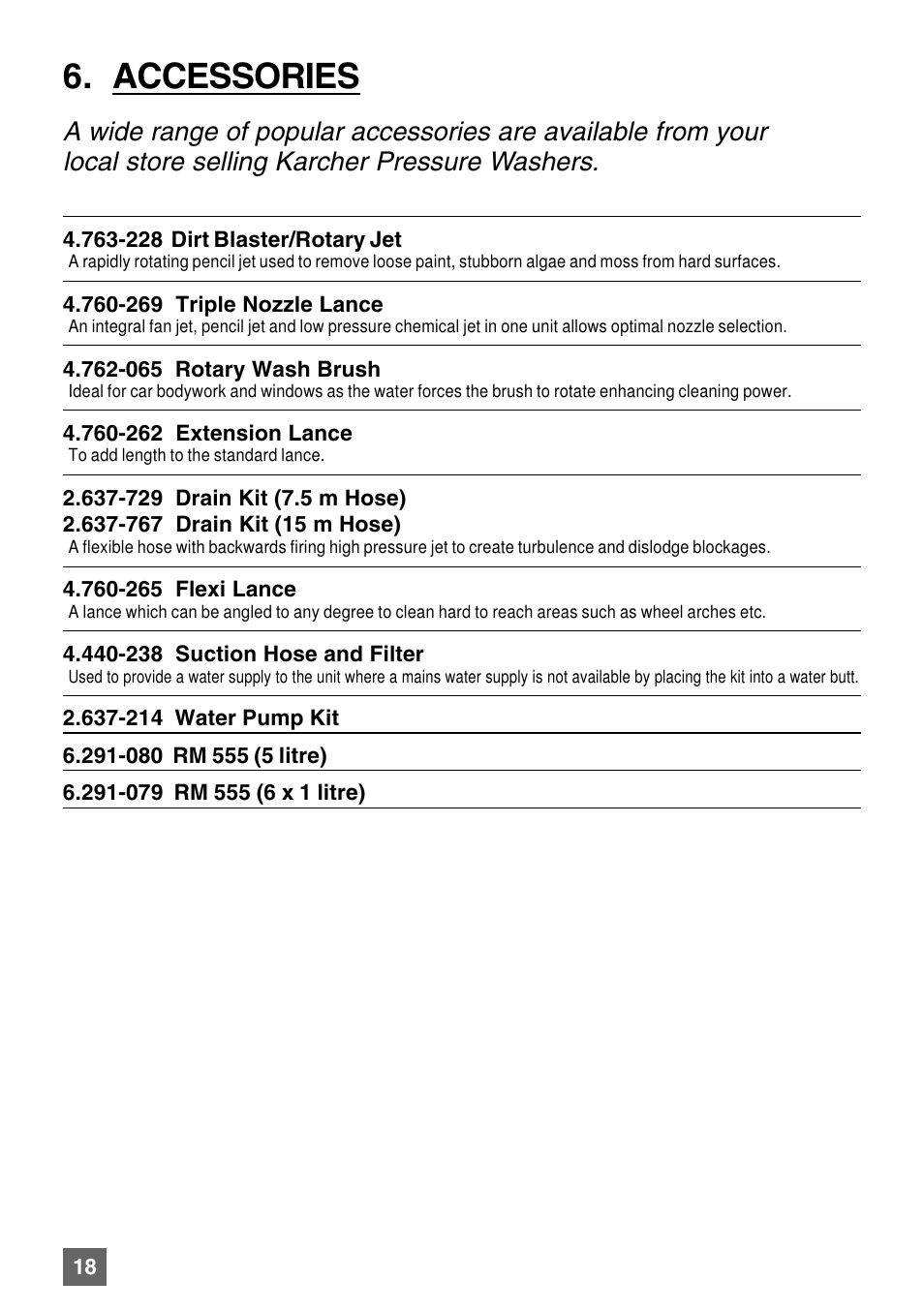 Accessories | Karcher K 7.85 M User Manual | Page 18 / 24