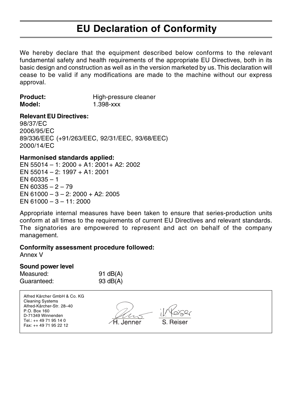 Eu declaration of conformity | Karcher K 7.85 M User Manual | Page 23 / 24