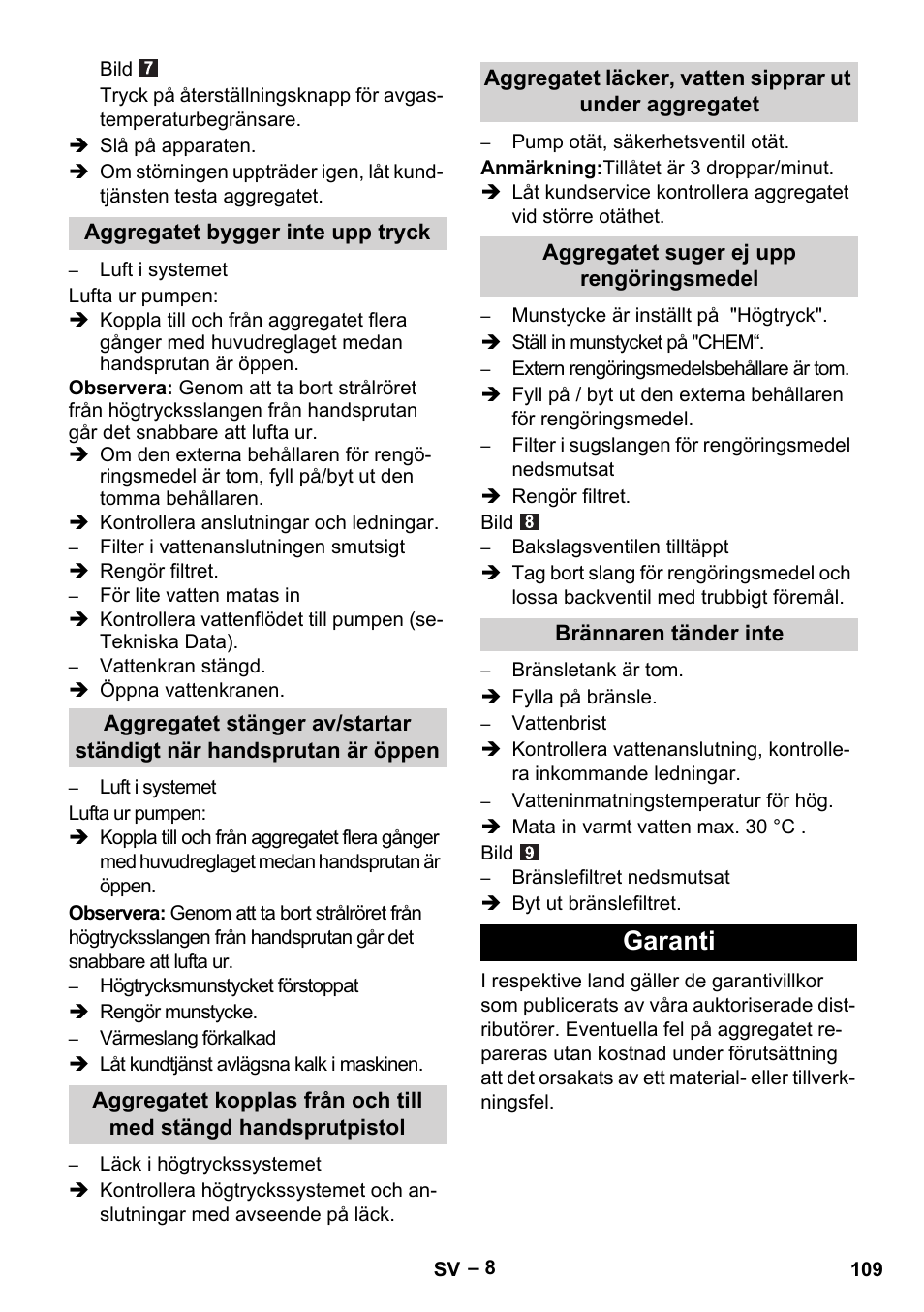 Garanti | Karcher HDS 5/11 U/UX User Manual | Page 109 / 296