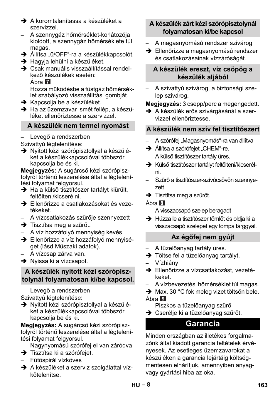 Garancia | Karcher HDS 5/11 U/UX User Manual | Page 163 / 296