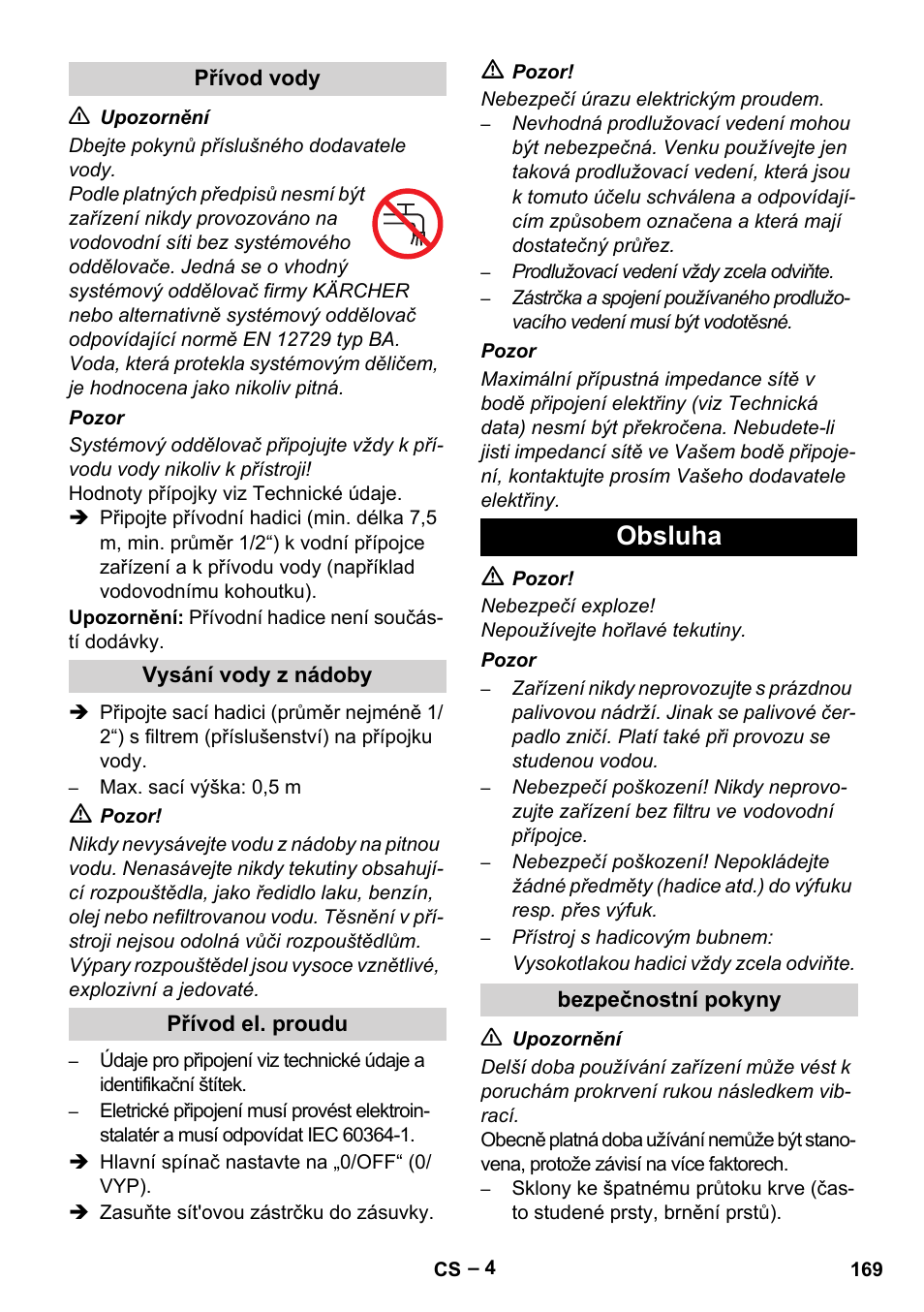 Obsluha | Karcher HDS 5/11 U/UX User Manual | Page 169 / 296