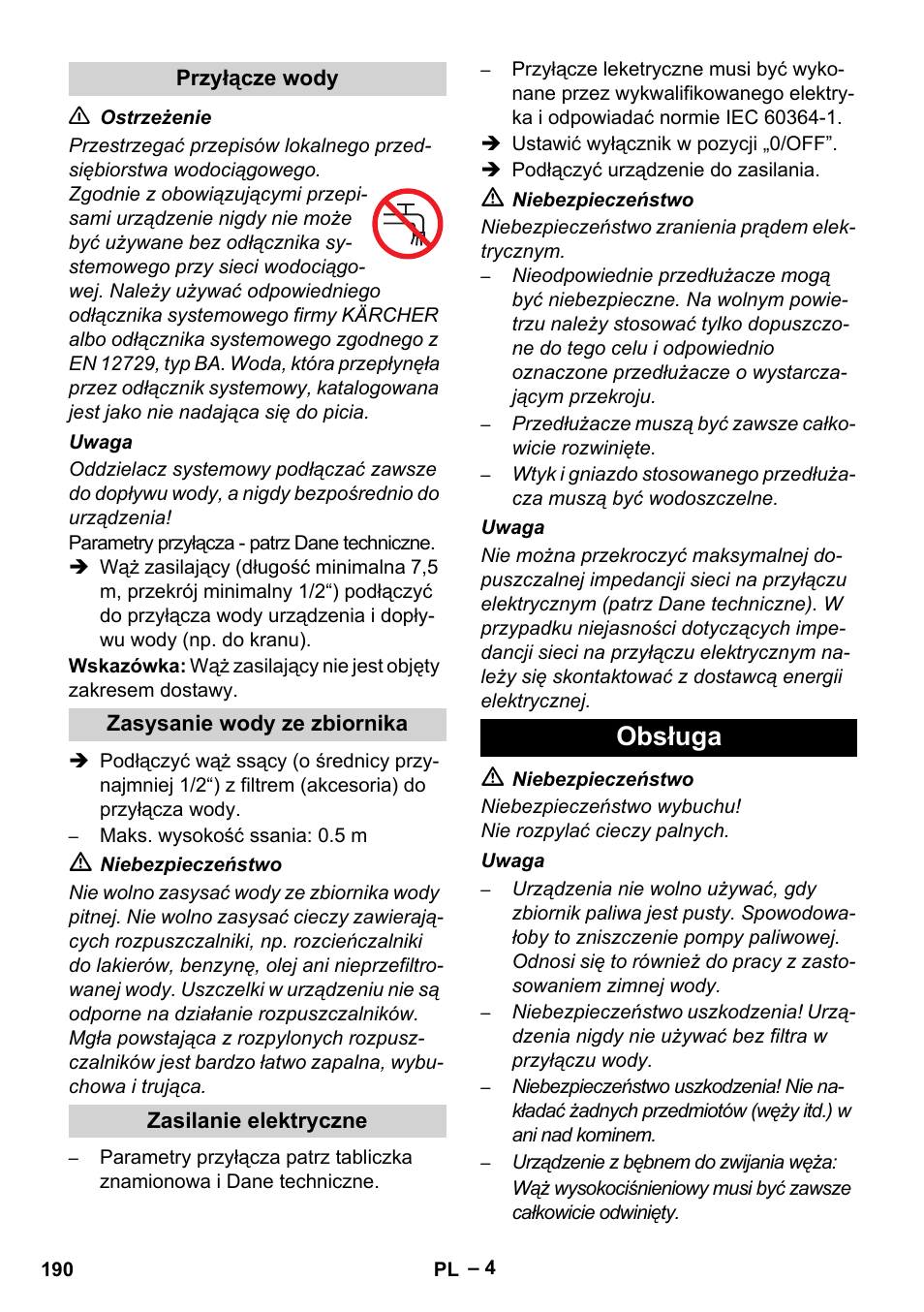 Obsługa | Karcher HDS 5/11 U/UX User Manual | Page 190 / 296