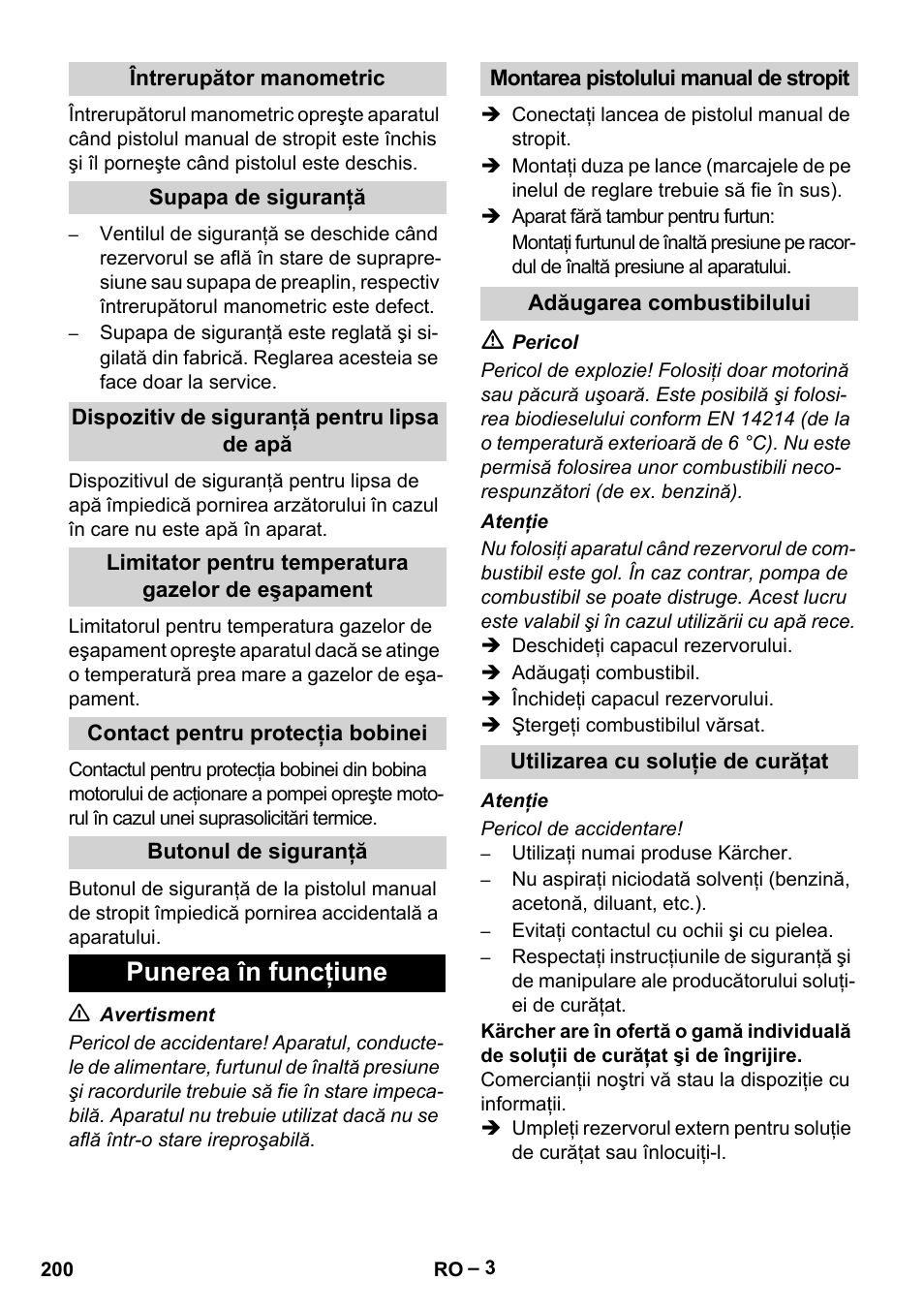 Punerea în funcţiune | Karcher HDS 5/11 U/UX User Manual | Page 200 / 296