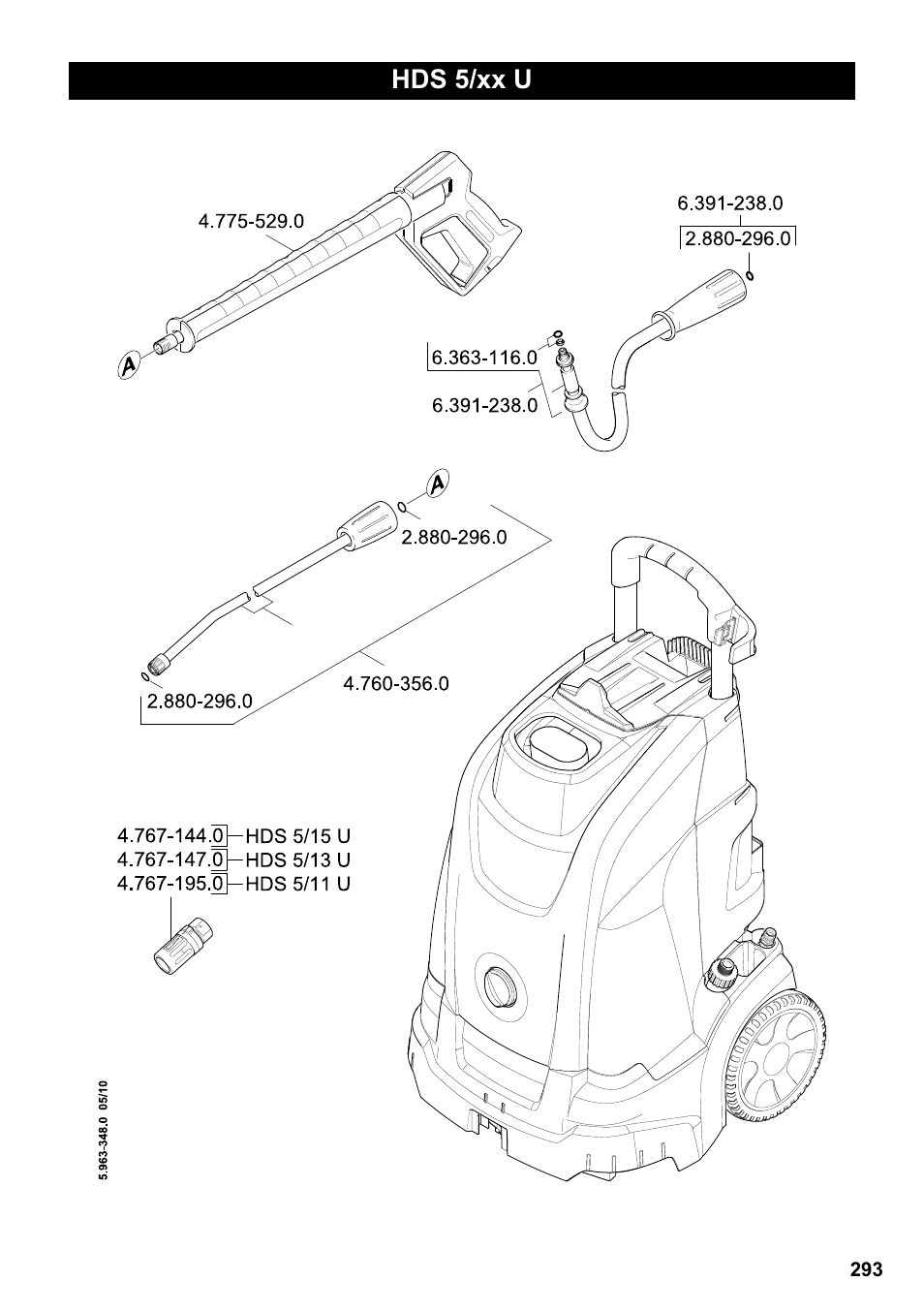 Hds 5/xx u | Karcher HDS 5/11 U/UX User Manual | Page 293 / 296