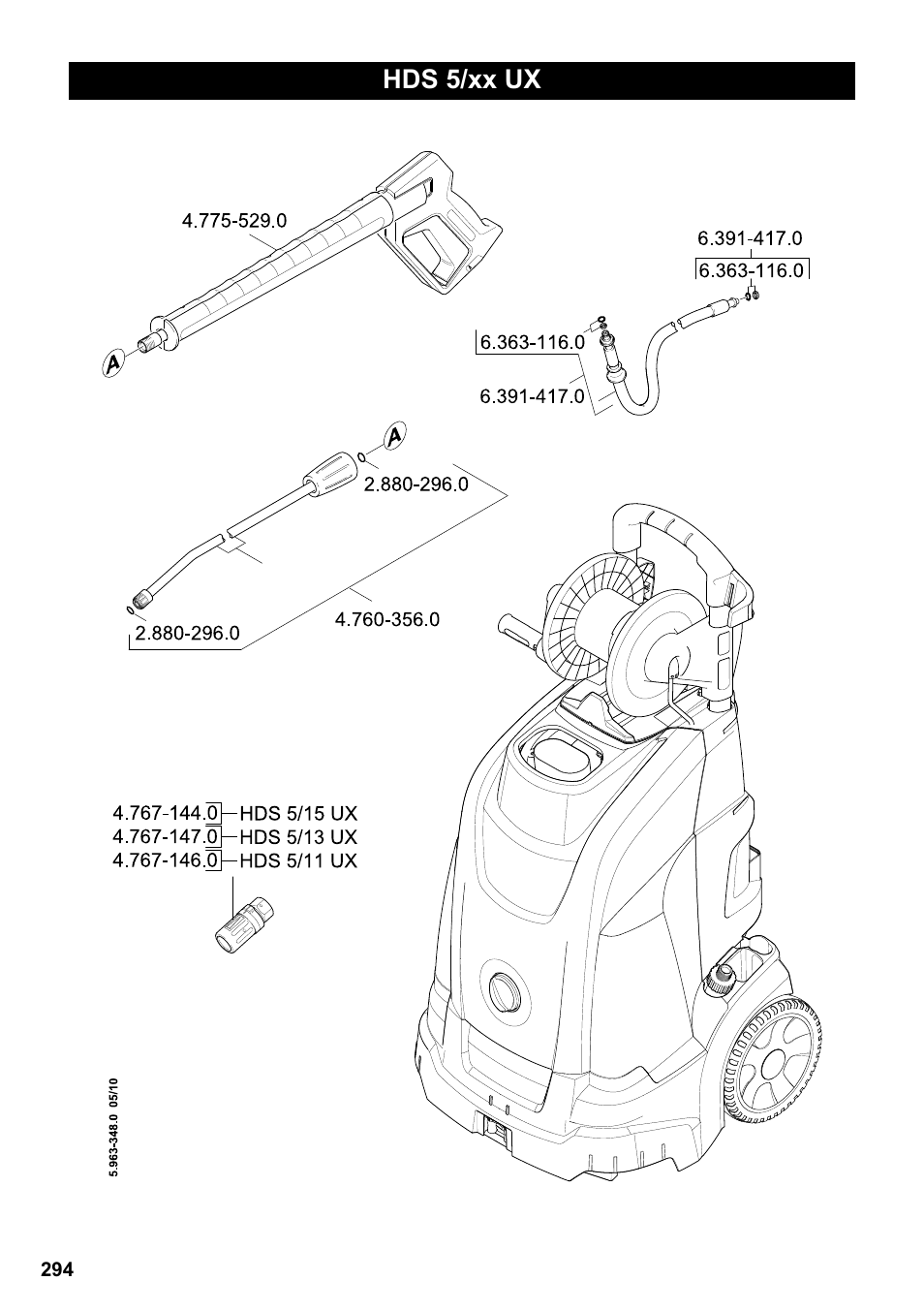 Hds 5/xx ux | Karcher HDS 5/11 U/UX User Manual | Page 294 / 296